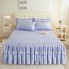 Pastoral Style Printed Bed Skirt Plant Patterned Lace Edge Bedspread Protective and Wear-resistant Home Bedding Bed Sheets