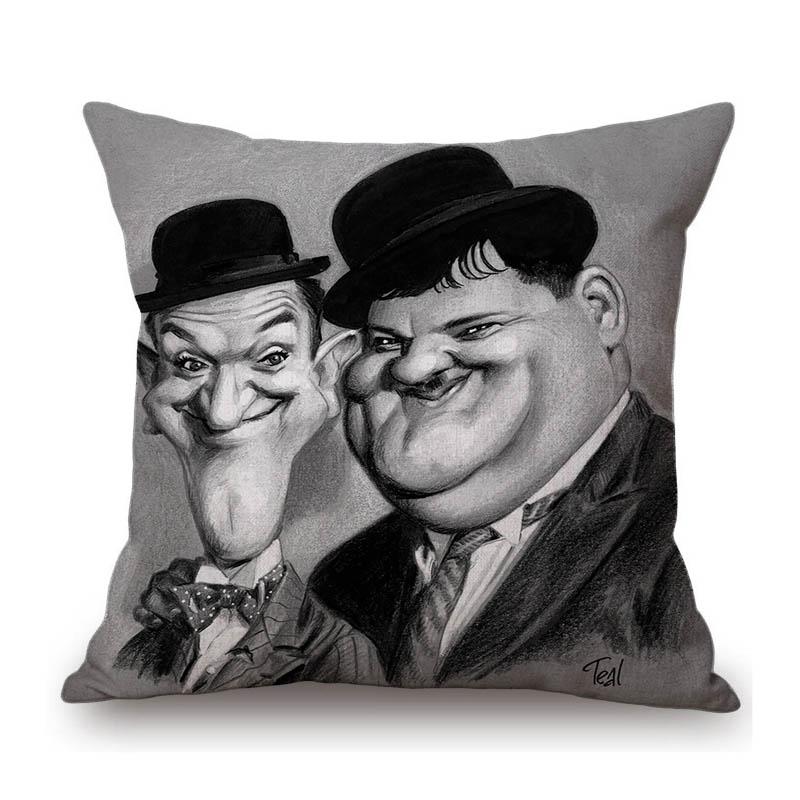 Lovely Cute Celebrity Sketch Art Classic Movie Scenic Poster Art Cotton Linen Sofa Decoration Throw Pillow Case Cushion Cover