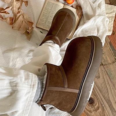 Большеголовые уродливые милые сноубутсы женские бархатные утолщенные хлопковые туфли зима зима новые теплые на платформе хлебные хлопковые сапоги