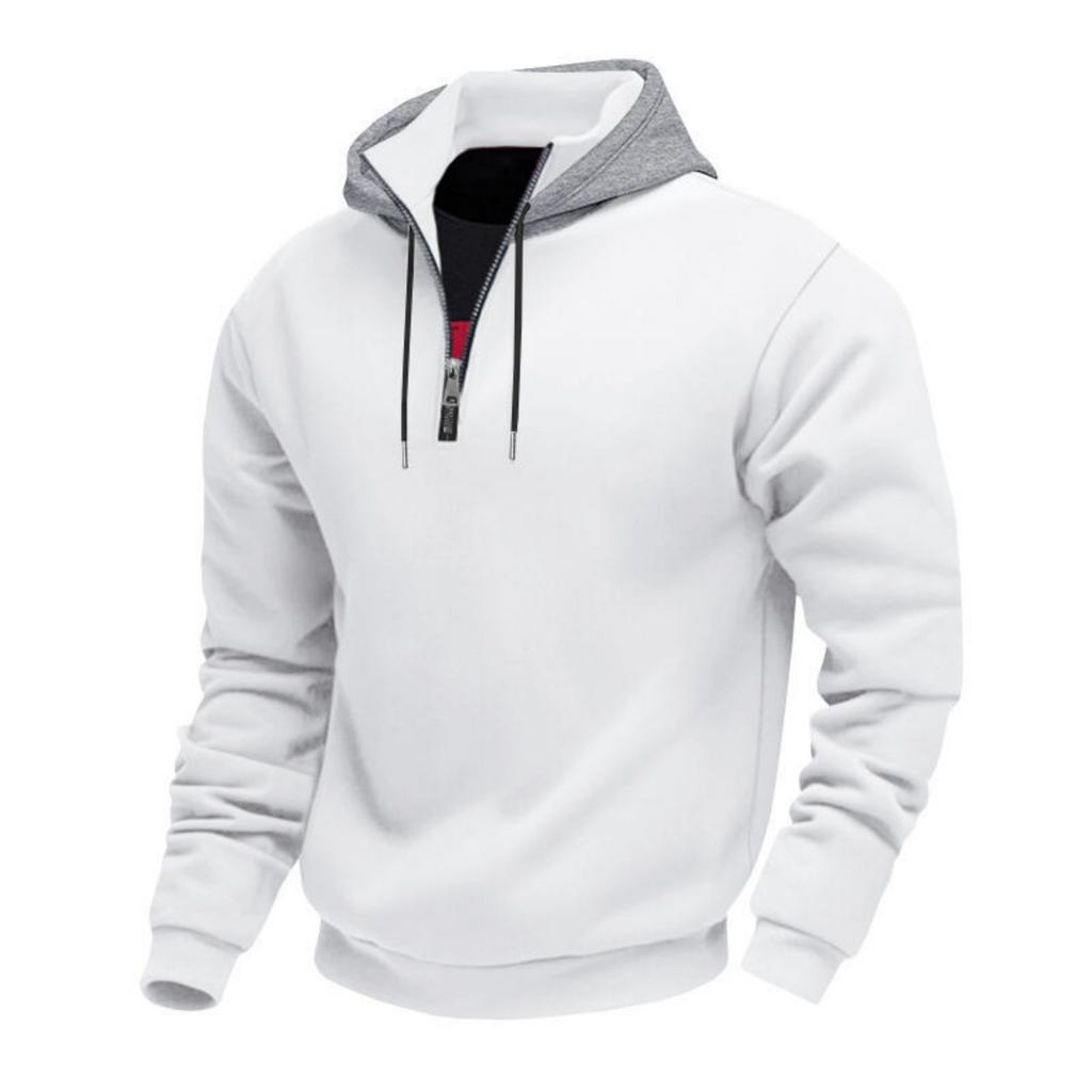 Men's 1/4 Zip Cargo Hoodie | Drawstring Multi-Pocket, Solid Color For Outdoor & Casual Wear