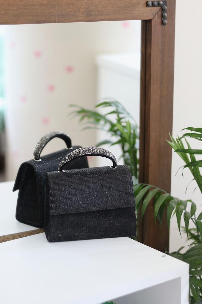 Women's Stylish and Useful Evening Dress Bag Women's Silvery Gold Stone Detailed Evening Dress Shoulder Bag