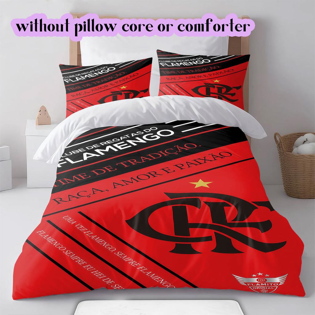 Flamengo football soccer Pattern Bedding,Quilt Set Quilt Cover Pillowcase Home Birthday Gift (1*duvet cover+2*pillowcase,without core)
