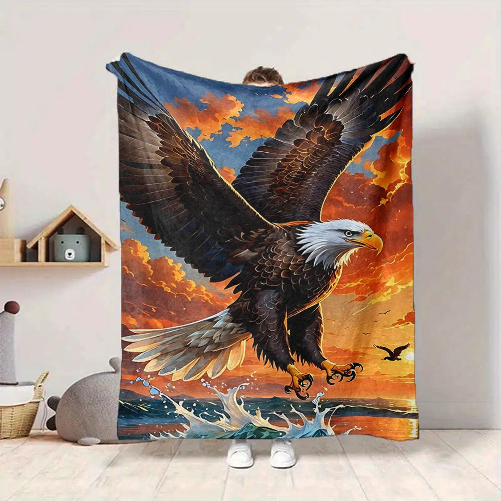 1pc Eagle, Ocean Sunset Blanket Lightweight Blanket Throw Blanket For Sofa, Bed, Travel, Camping, Livingroom, Office, Couch, Chair yy251010014