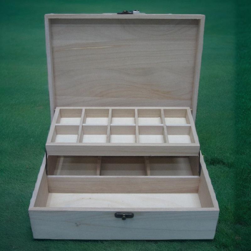 Paulownia Wood Double-Layer Jewelry and Needle Storage Box