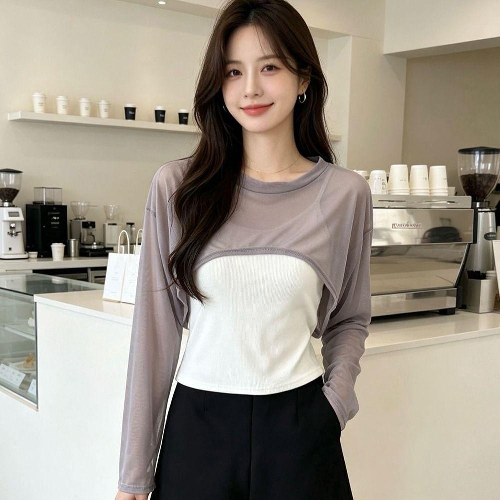 Casual Sun Protection Cover Up Mesh Chiffon Layering Top Stretchy Arm Sleeve Cover Sports