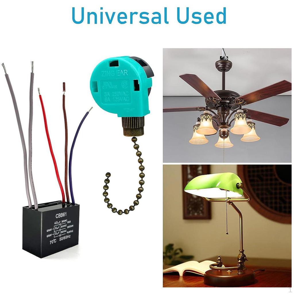 3-скоростной переключатель потолочного вентилятора с 5-проводной тягой для освещения шкафа