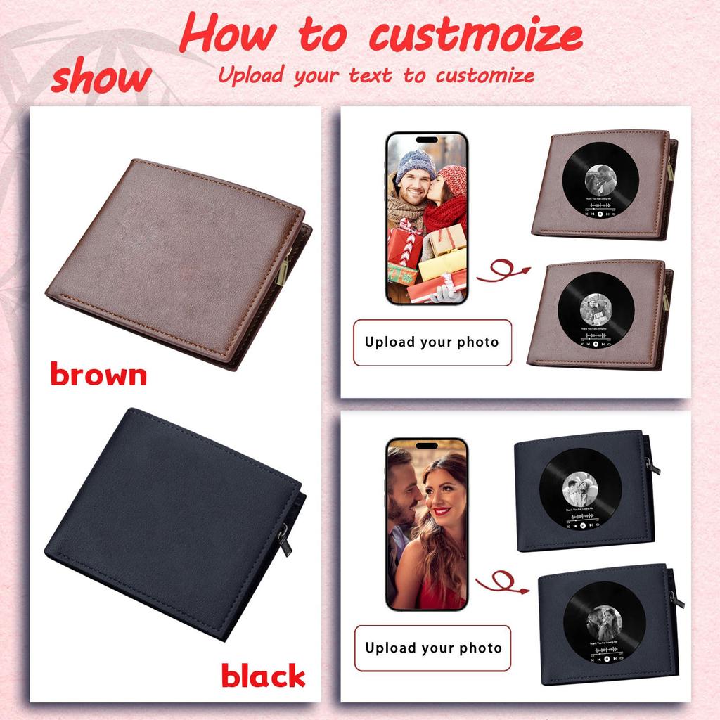 Personalized Custom Wallets Can Be Customized On Both Sides With Songs And Pictures. Suitable For Gifting To Boyfriends And Girlfriends