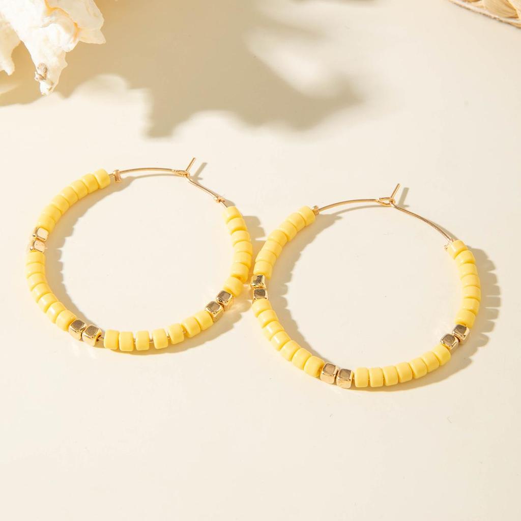 Новые Серьги в Французском Стиле Легкая Роскошь Женские Украшения Ретро Мода Универсальные Серьги Смола Цветное Золото Бусины Ювелирные Изделия