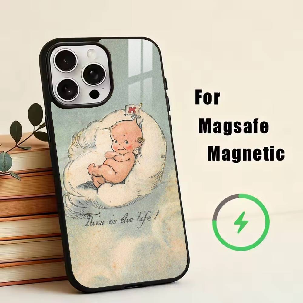 Милый чехол Kewpie Baby для iPhone 17, 16, 15, 14, 13, 12, 11 Plus, Pro, магнитный, для беспроводной зарядки Magsafe