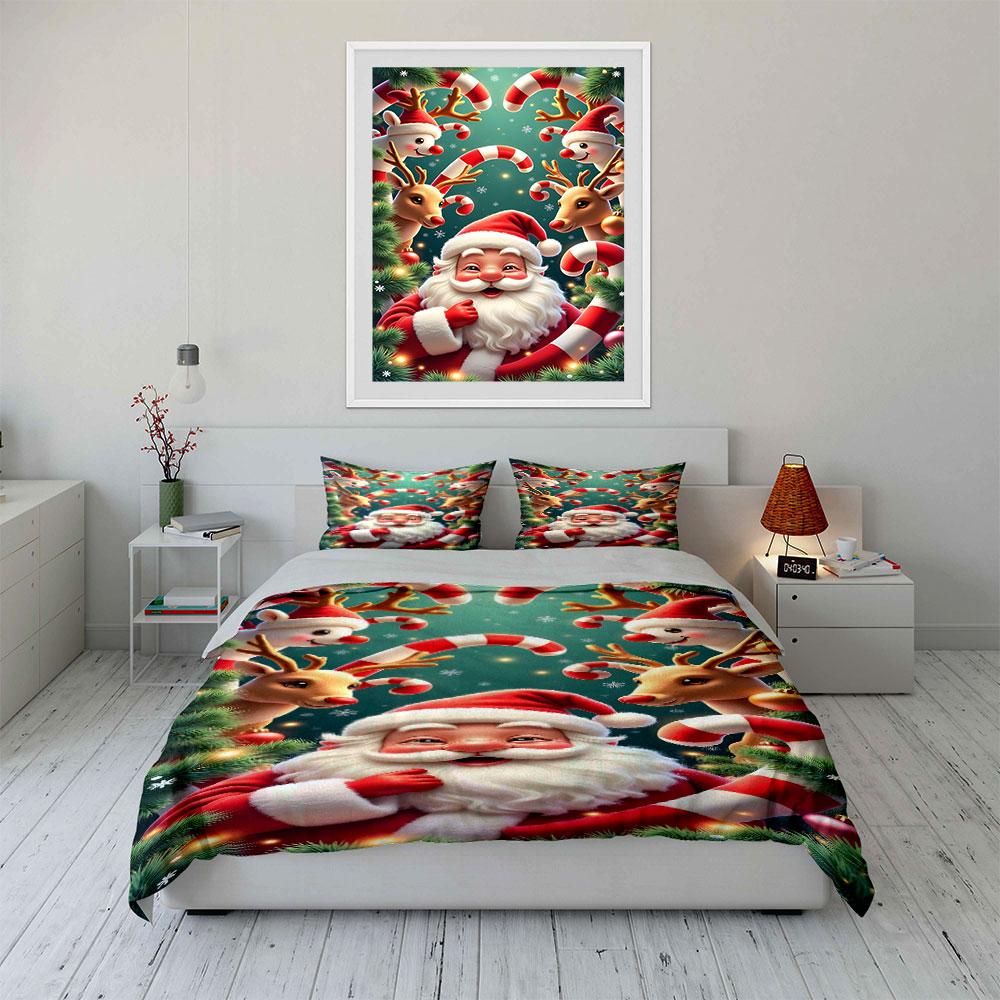 "Cheerful Santa Wonderland" Bedding sets Duvet covers Pillowcases(1* Duvet Cover 2* Pillowcases without duvet insert)