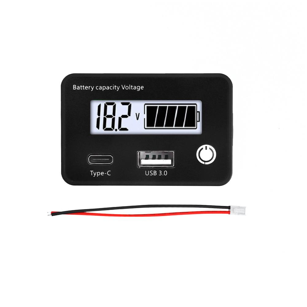 DC8-30V Battery Capacity Indicator Car Motorcycle Digital Voltmeter Voltage Tester Meter Tool  USB3.0/Tpye-C Output for Car