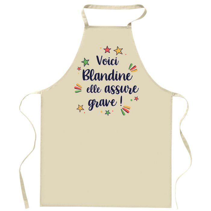 Tablier de cuisine - Planetee Blandine «Elle assure grave !» - Impression bretonne - Coton résistant - Liens ajustables