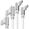 [LALASTA] USB Cable L-shape Micro USB 2 Pieces Set White 1m + 3m Total of 2 Pieces (microUSB, White Silver)