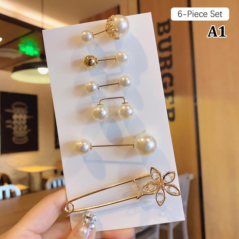 4/6Pcs Women'S Clothing Brooch Set Pearl Brooch Tightening Waist Pin