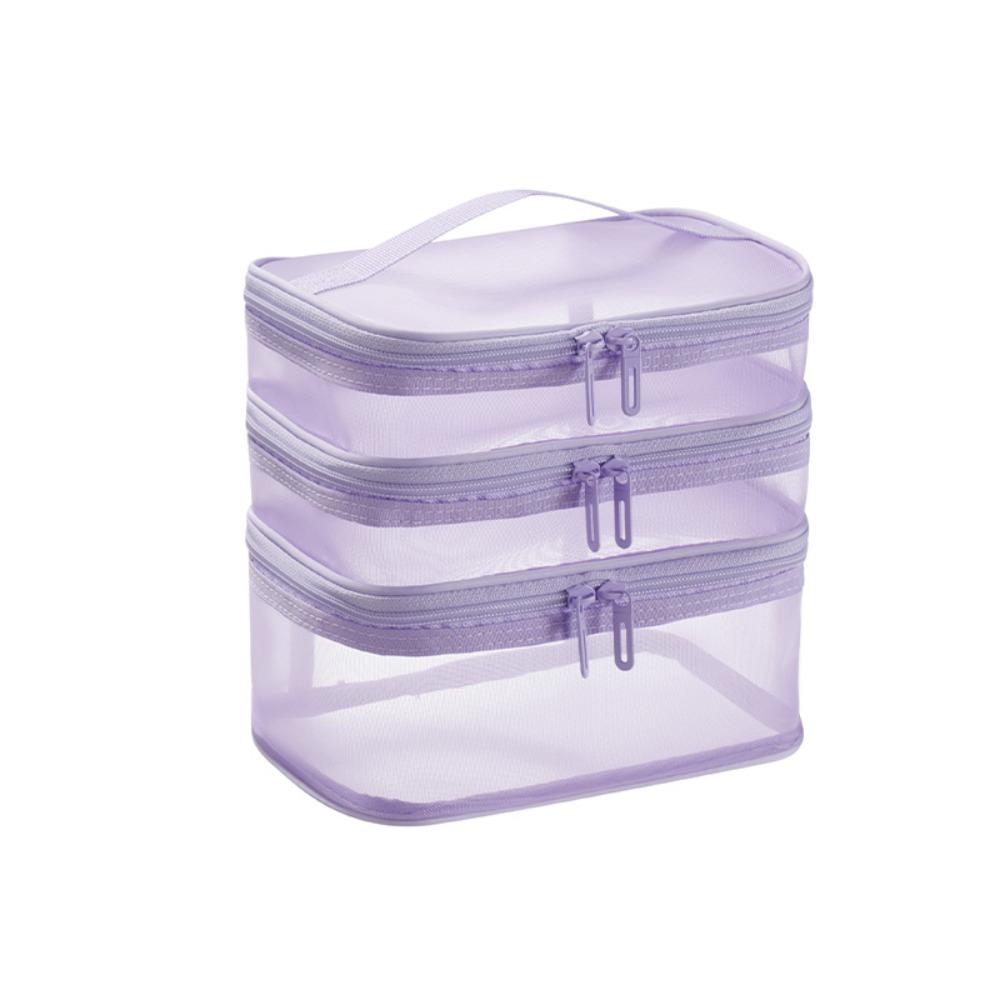1/2/3 Layers Mesh Cosmetic Bags Zipper Perspective Makeup Bag Casual Cosmetic Storage Bag Women