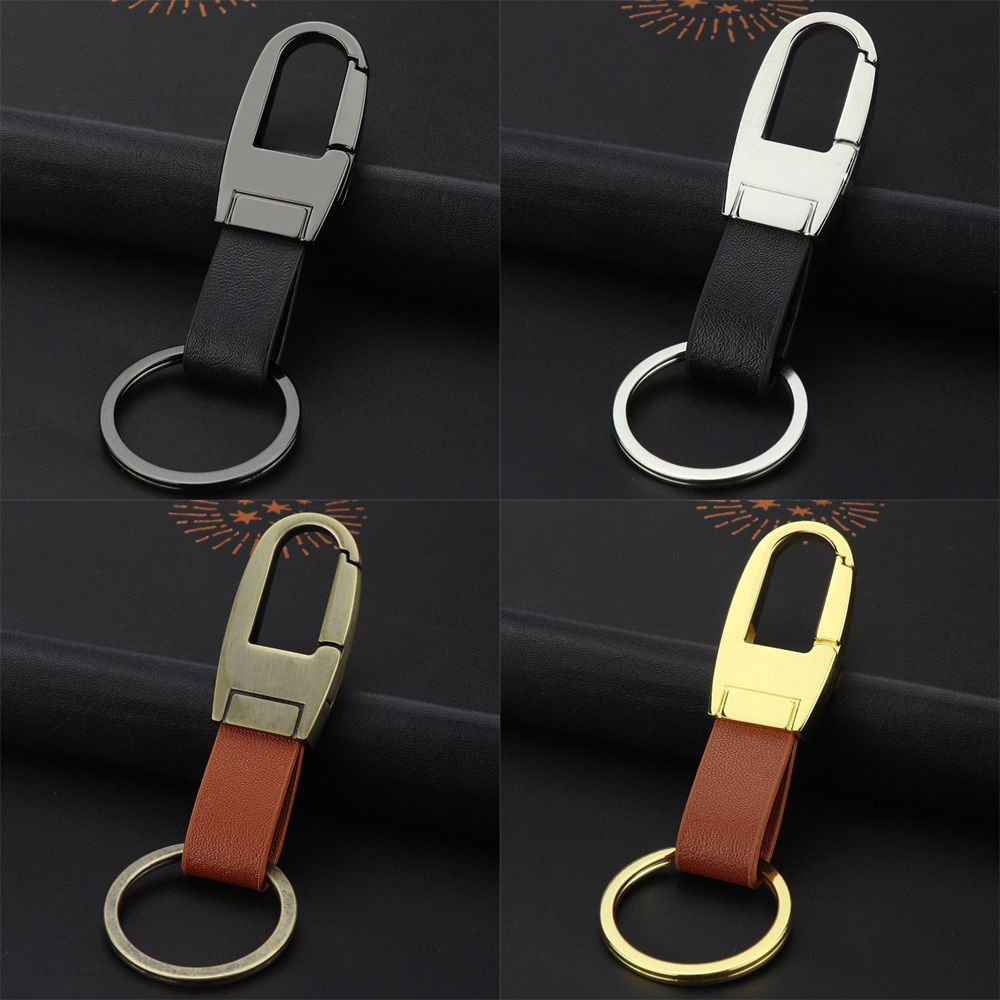 Luxury Leather Fashion Simple Car Key Chain Key Holder Men's Waist Buckle Metal Keychain Keyring