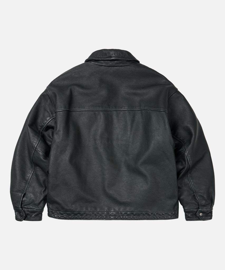 Frizmworks Destroyed Cowhide Leather Jacket _ Washed Olive
