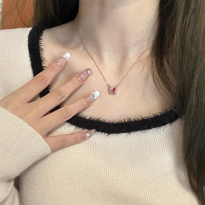 Двухслойная филигранная бабочка ключичная цепочка бабочка кулон для женщин чокер вечерние украшения простые универсальные