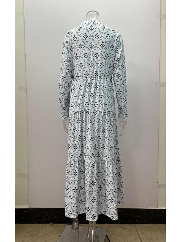 2023 Осень/Зима Ретро Стойка Воротник Свободный Большой Размер Модное Длинное Платье