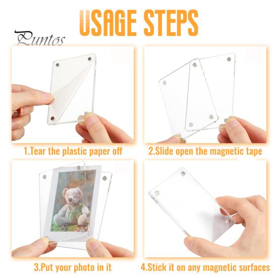 5/10/15 шт. 3-дюймовая магнитная фоторамка двухсторонняя для холодильника прозрачный акриловый держатель для моментальной пленки рамка для показа фотографий украшение