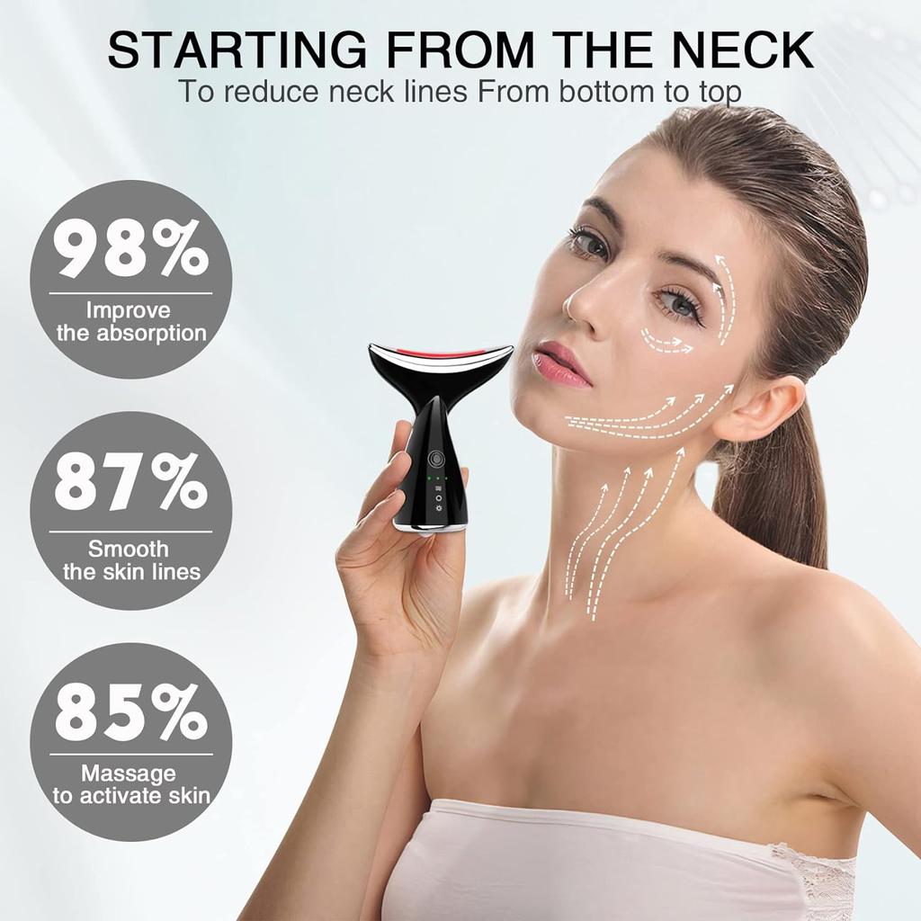 Косметическое устройство для лица и шеи, лифтинг-массажер для шеи, 45 ℃, подтягивает кожу, уменьшает морщины на двойном подбородке, удаляет 3 режима, инструменты для ухода за кожей