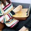 Bamboo Bed Table with Cushion Base Anti-Slip Plugs Laptop Tablet Folding Desk Sturdy Natural Bamboo Surface Bed Tray
