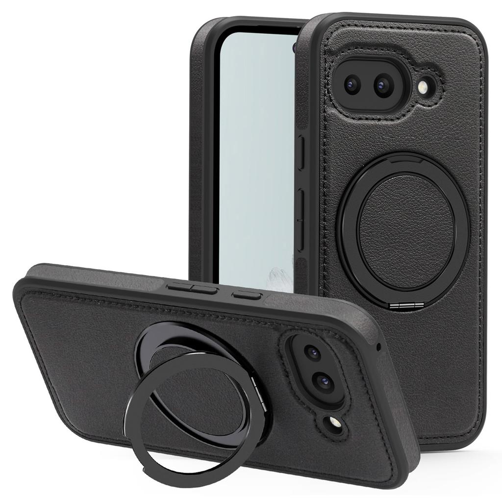 Чехол для Google Pixel 9a с кольцом-подставкой, магнитный чехол, задняя крышка из ПУ-кожи