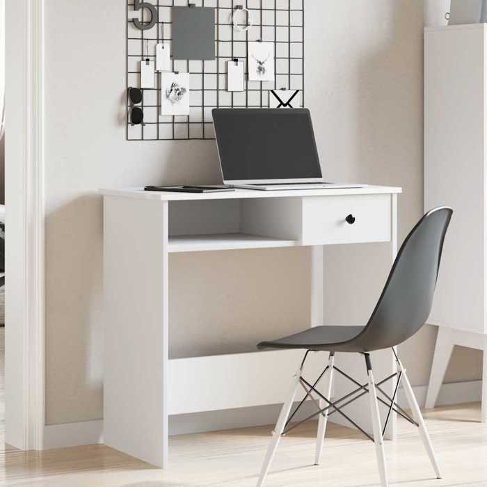 VidaXL Bureau Blanc 80x40x75 cm Bois d'ingénierie, bureau d'ordinateur, bureau debout, bureau avec rangement, bureau d'étude 860472