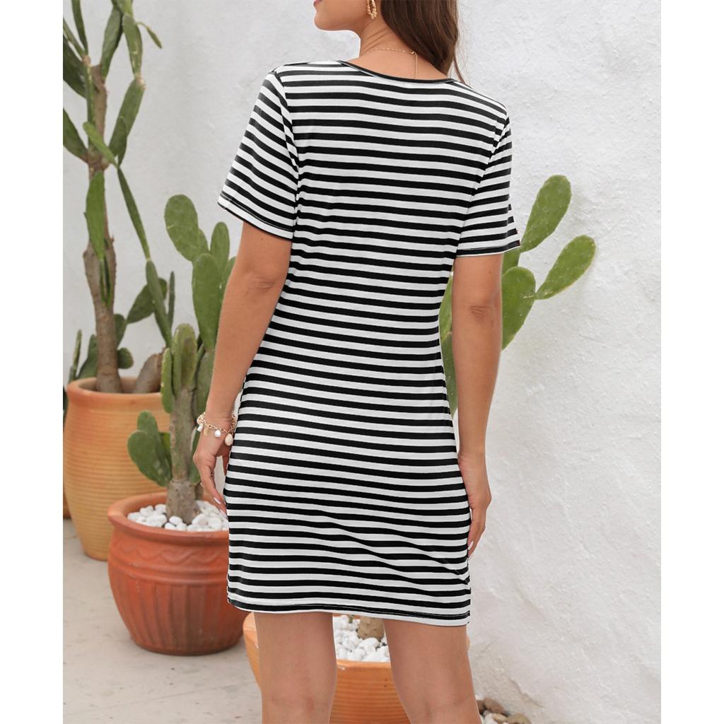 Женское модное повседневное платье с круглым вырезом, короткими рукавами, высокой талией, на бретелях, с принтом