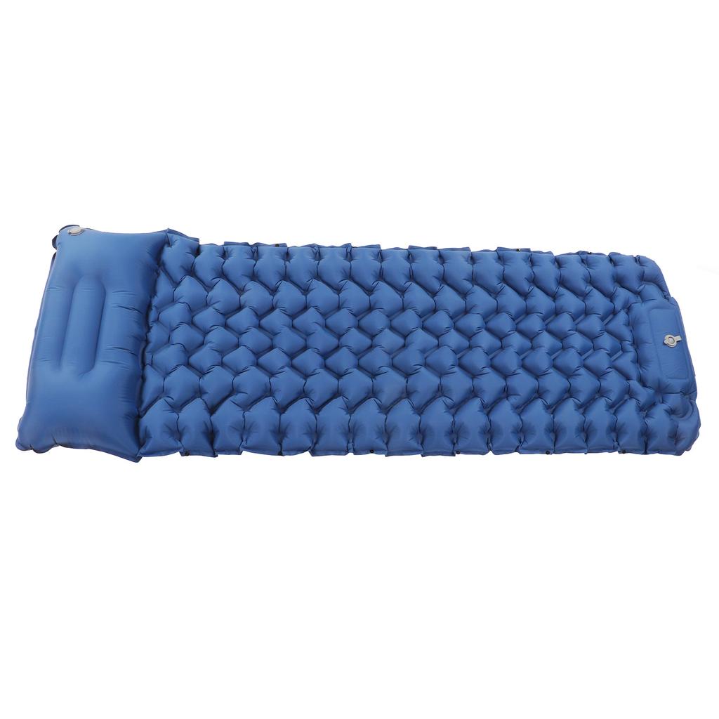 Camping Sleeping Pad Navy Blue Lightweight Moistureproof Inflatable Double Mattress With Storage
