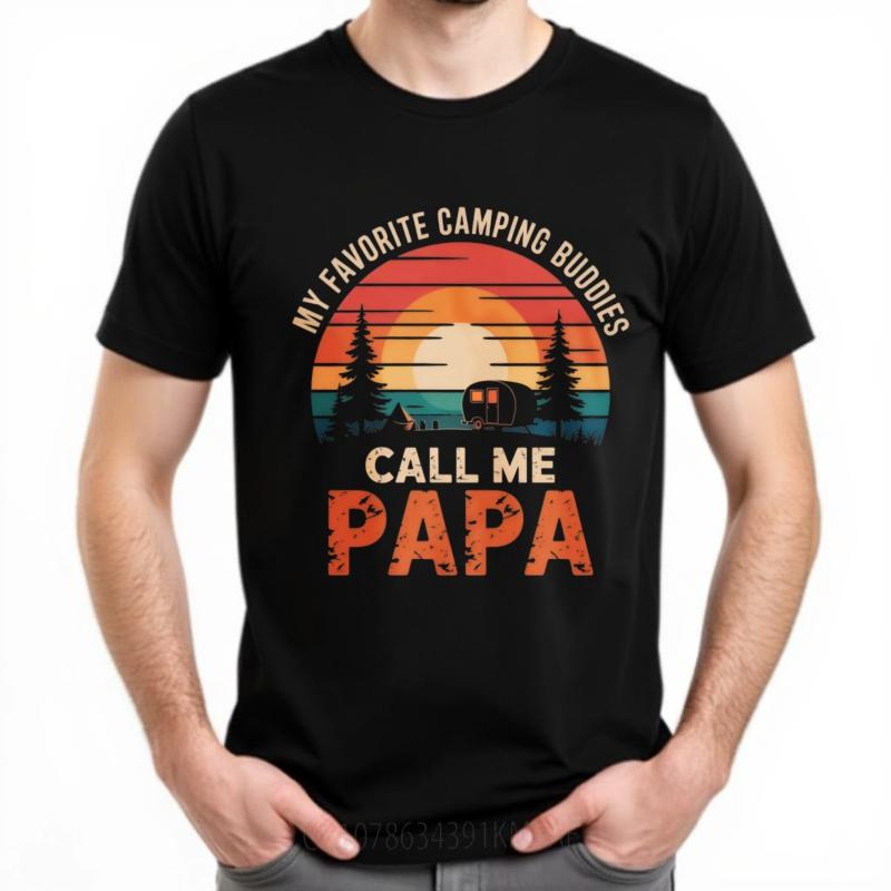 Plus Size Tshirt Soft For him Crew Neck tshirt Black My Favorite Camping Buddies Call Me Papa Everyday Unisex Tee shirt