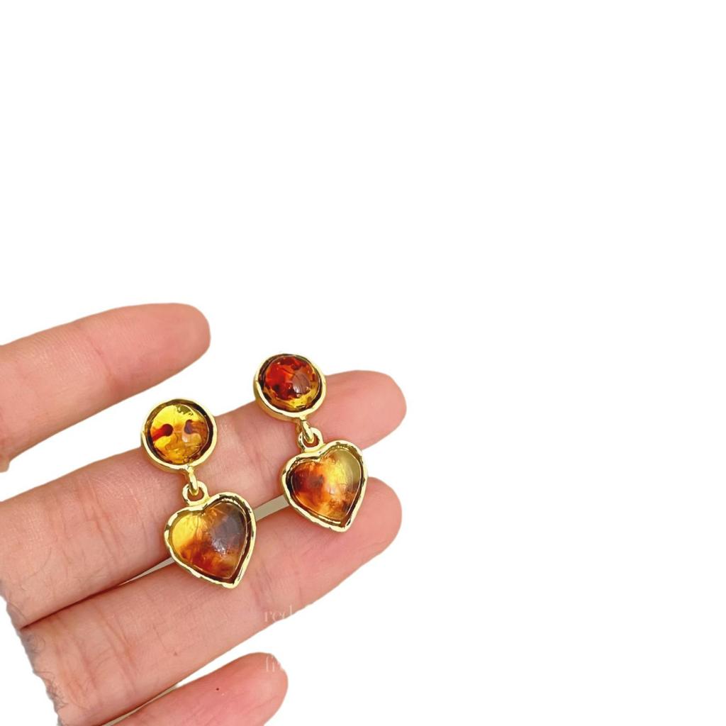 «Серьги-иглы Майяра 925»: "Янтарный жемчуг в стиле ретро для осени/зимы"