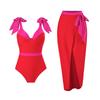 New Solid Color One-piece Two-piece Swimsuit Women's French Nylon Skirt Swimsuit Set