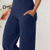 Women Yoga Pants Solid Color High Waist Wide Leg Sport Pants with Pockets Tummy Control Straight Leg Dress Pants