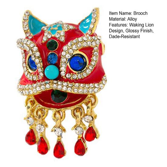 Брошь Сверкающие Стразы Инкрустация Дизайн Просыпающийся Лев Булавка Глянцевое Покрытие Устойчивое к Выцветанию Пальто Свитера Шарфы Сумки Шляпы Значок