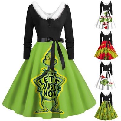 Женское повседневное и модное платье на молнии с длинными рукавами и v-образным вырезом в тон