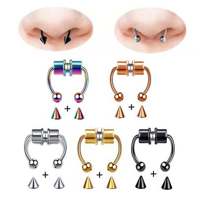 Поддельная перегородка Кольцо в носу Сегмент Helix Tragus Искусственный кликер Непирсинг Магнитный