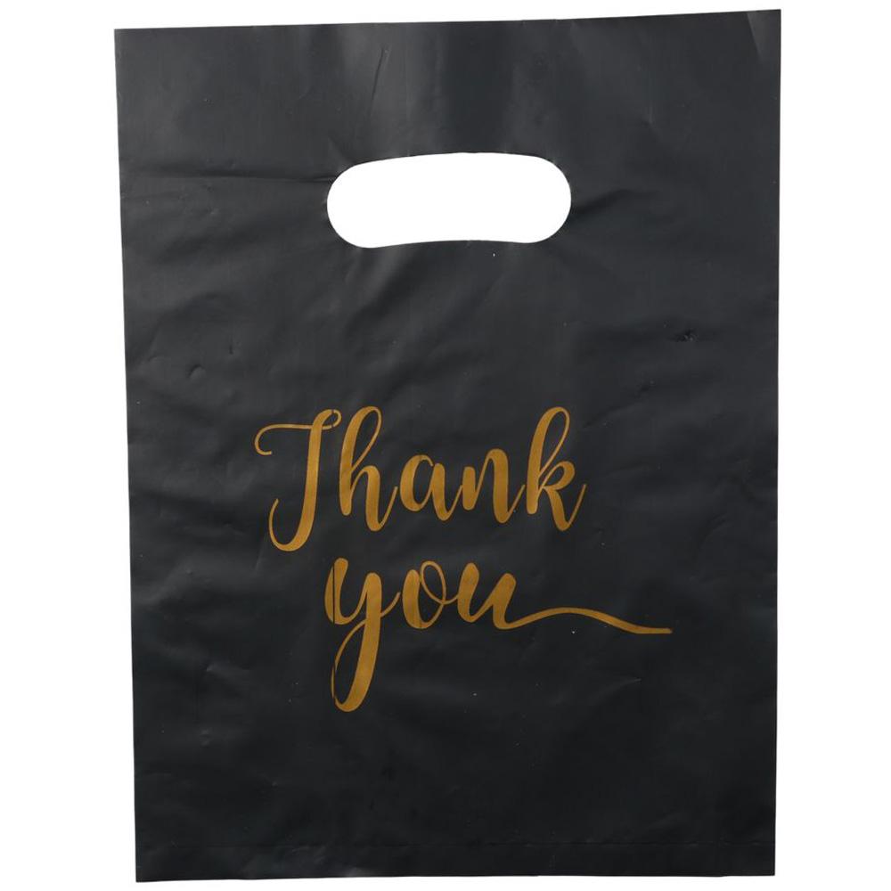 100 шт. Черные пластиковые пакеты Пластиковые пластиковые пакеты для покупок Кейтеринг Подарочная упаковка Пакеты «Спасибо»
