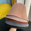 Autumn and Winter Plain Wool Fashion Warm Bucket Hat Women's Solid Color Face Small Knitted Bucket Hat Tide