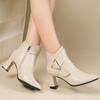 Новые Роскошные Женские Ботильоны 2025 Осень и Зима Повседневные На Высоком Каблуке Дизайнерская и Голенище Британский Стиль Девушки Короткие Ботинки