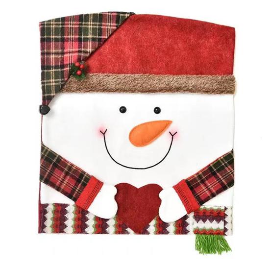 Christmas Chair Cover Snowman Santa Claus Deer Shape Christmas Themed Back Cover Restaurant Seating Decor