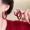 Анькола Красные Серебристые Игольчатые Бархатные Круглые Серьги-Каффы: Модные, Простые, Универсальные Серьги Высокого Класса с Темпераментом