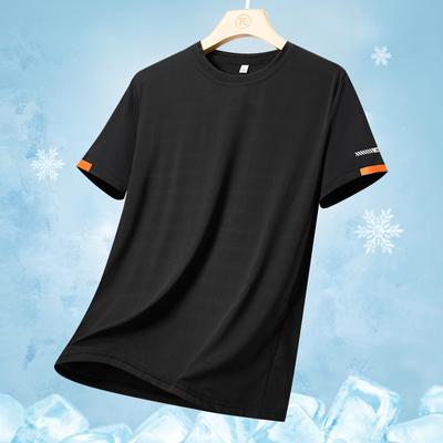 Футболка с короткими рукавами из быстросохнущего шелка Ice Silk, простая и свободная спортивная одежда, отводящая пот и дышащая, баскетбольная рубашка для бега
