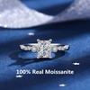 Real Moissanite Ring Rectangle 1 Carat Redean Cut Shaped Diamond Women's Ring 925 Sterling Silver Plated Platinum Jewelry