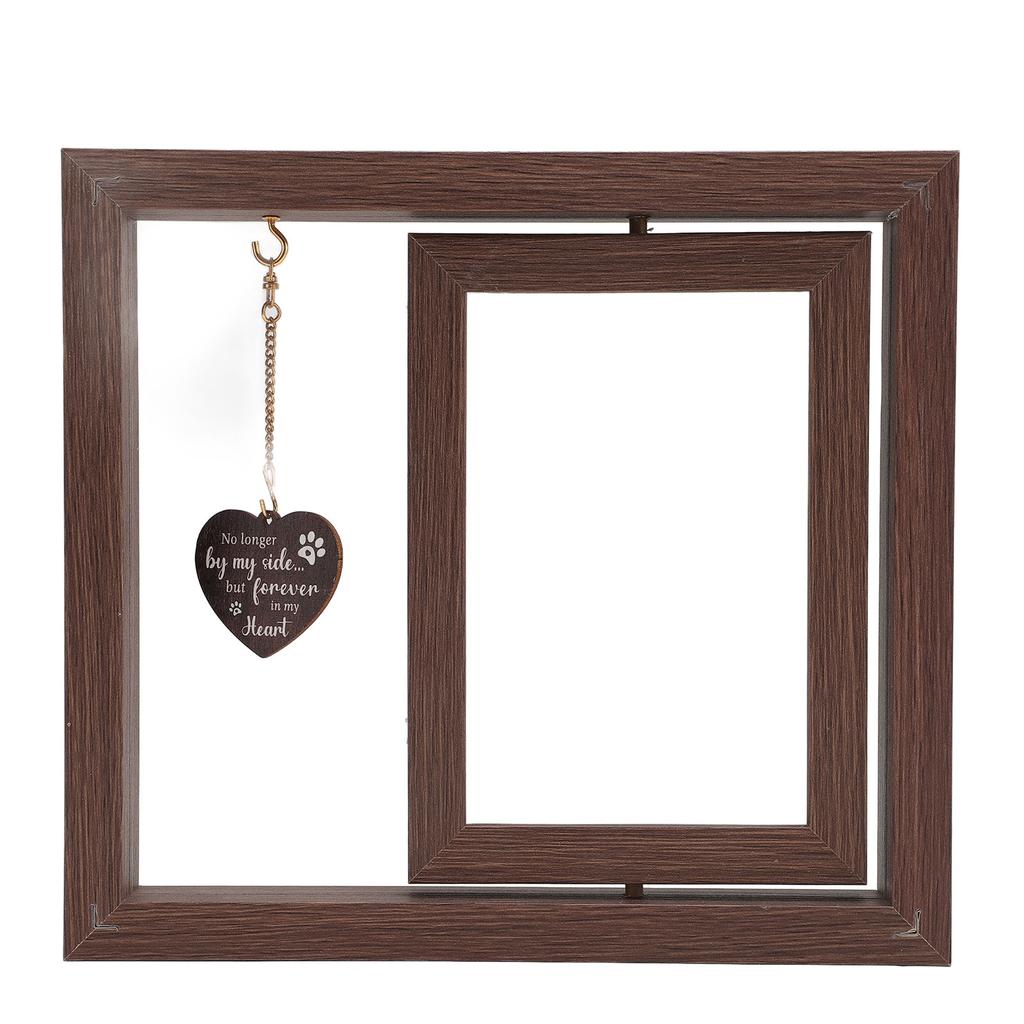Dog Memorial Picture Frame 4x6 Rotating Cats Sympathy Gift Wooden Remembrance Photo Frame for Pet