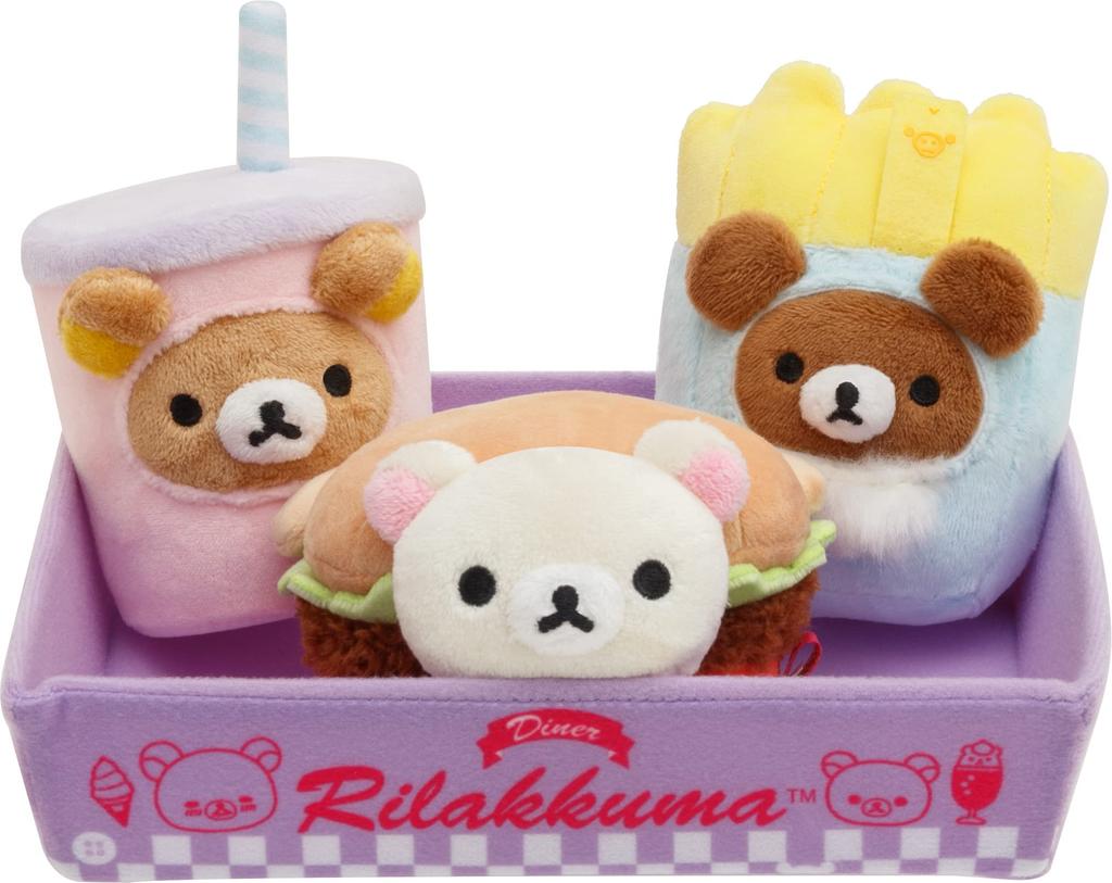 Hamburger Stuffed Toy Set MF90801 San-X (Rilakkuma, Korilakkuma, Chiroikoguma)