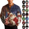 Mens Christmas Sweater Zip Up Sweatshirts Vintage Knit Graphic Sweatshirt Xmas Stand Collar Pullover