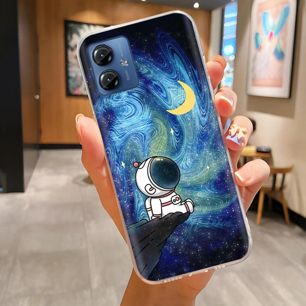 Для Motorola Moto G14 4G Чехол Накладка на телефон Высококачественный Прозрачный Силикон Funda Для Moto G14 4G Полная Защита Задние Крышки Coque