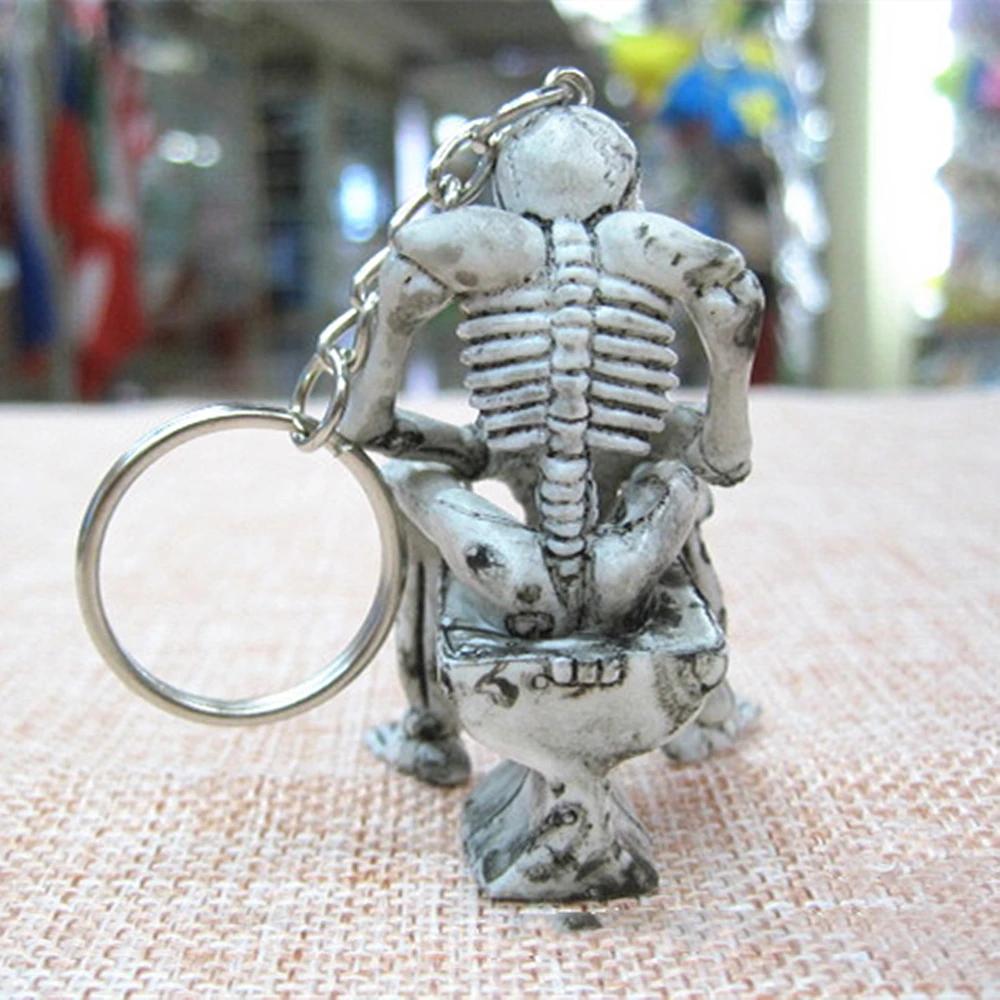 Creative Skull Keychain Pendant Toilet Ghost PVC Key Ring Car Keyring Pendant Accessories Scary Skull Best Halloween Spoof Gifts