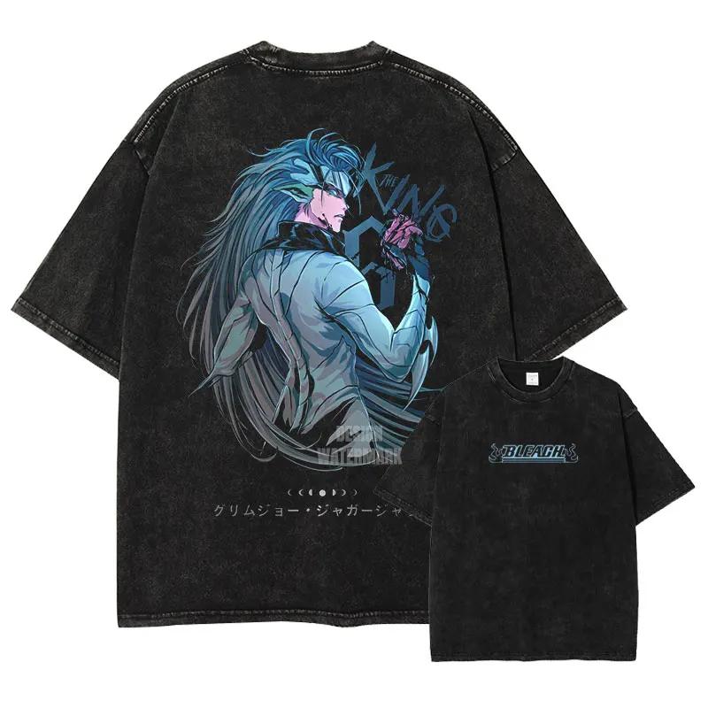 Bandai Аниме B-Bleach Футболка Винтажная Стиранная Унохана Ретсу Футболки Ретро Харадзюку Ренджи Урю Ичиго Топы Футболки Мужские